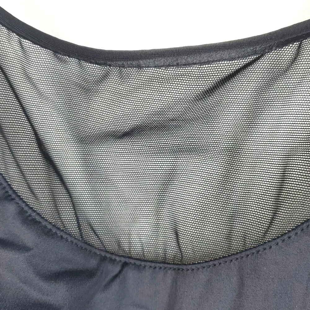 Vintage Carabella Black Mesh One-Piece Swimsuit Size 14 Sheer Panel Bathing Suit - Picture 3 of 12